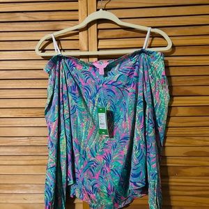 Lilly Pulitzer NWT Adira Top Pink Sunset Coco Breeze Size XS
